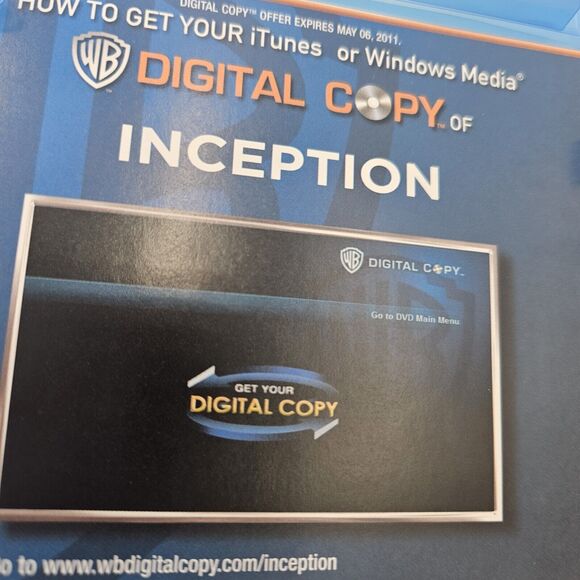 Inception 2010 Digital Copy Bluray Disc DVD Leonardo Dicaprio PG13 148 Minutes - Picture 8 of 8